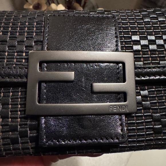 Fendi Zucca Black Textured Leather Wallet - Picture 8 of 13
